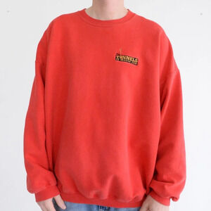 Vintage Red Embroidered The Tunnel To Moose Jaw Crew Neck  Sweaters